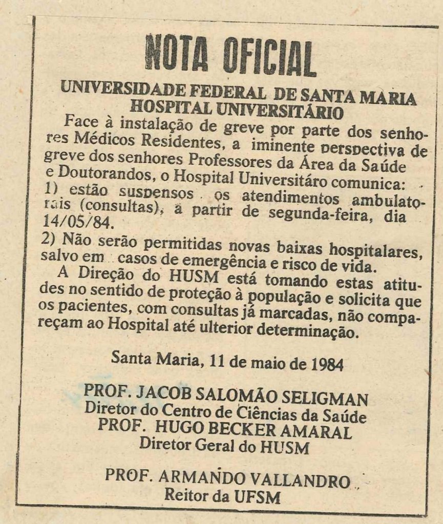 Foto tirada no dia 11 de maio de 1984