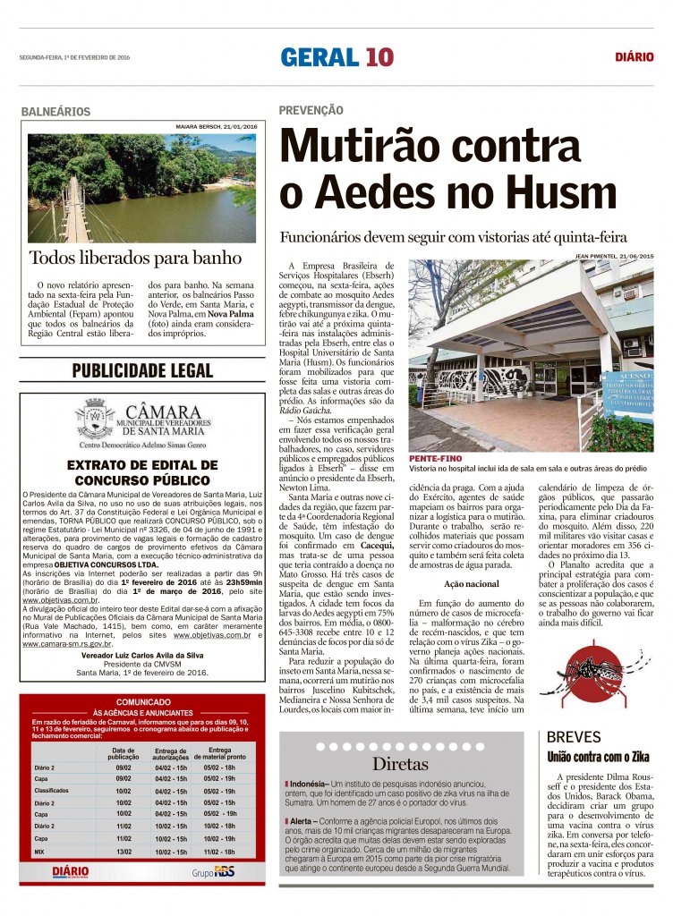 Foto tirada no dia 01 de fevereiro de 2016